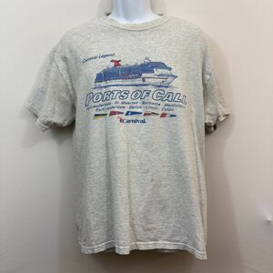 Vtg Hanes Heavyweight Y2K Carnival Cruise T Shirt Ports of Call Streetwear L